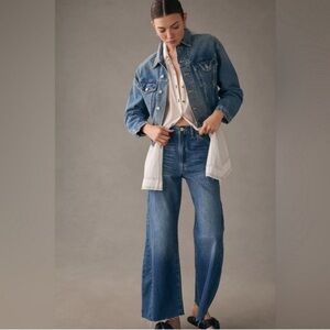 FRAME Le Baggy Palazzo Wide Leg High Waisted Jeans Size 30 Raw Hem Flare Casual